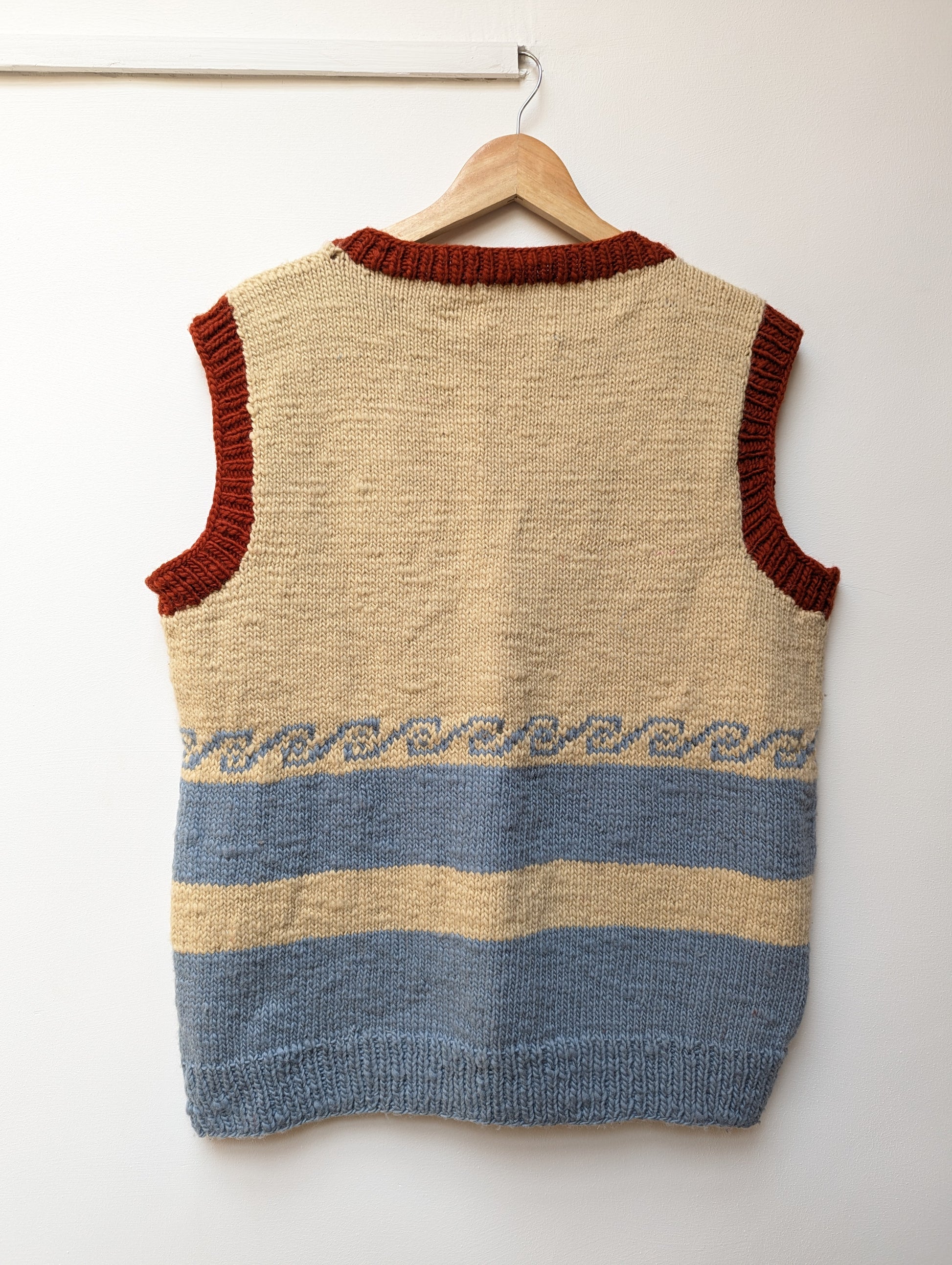 Darcha handloom wool knit vest back view for men and women