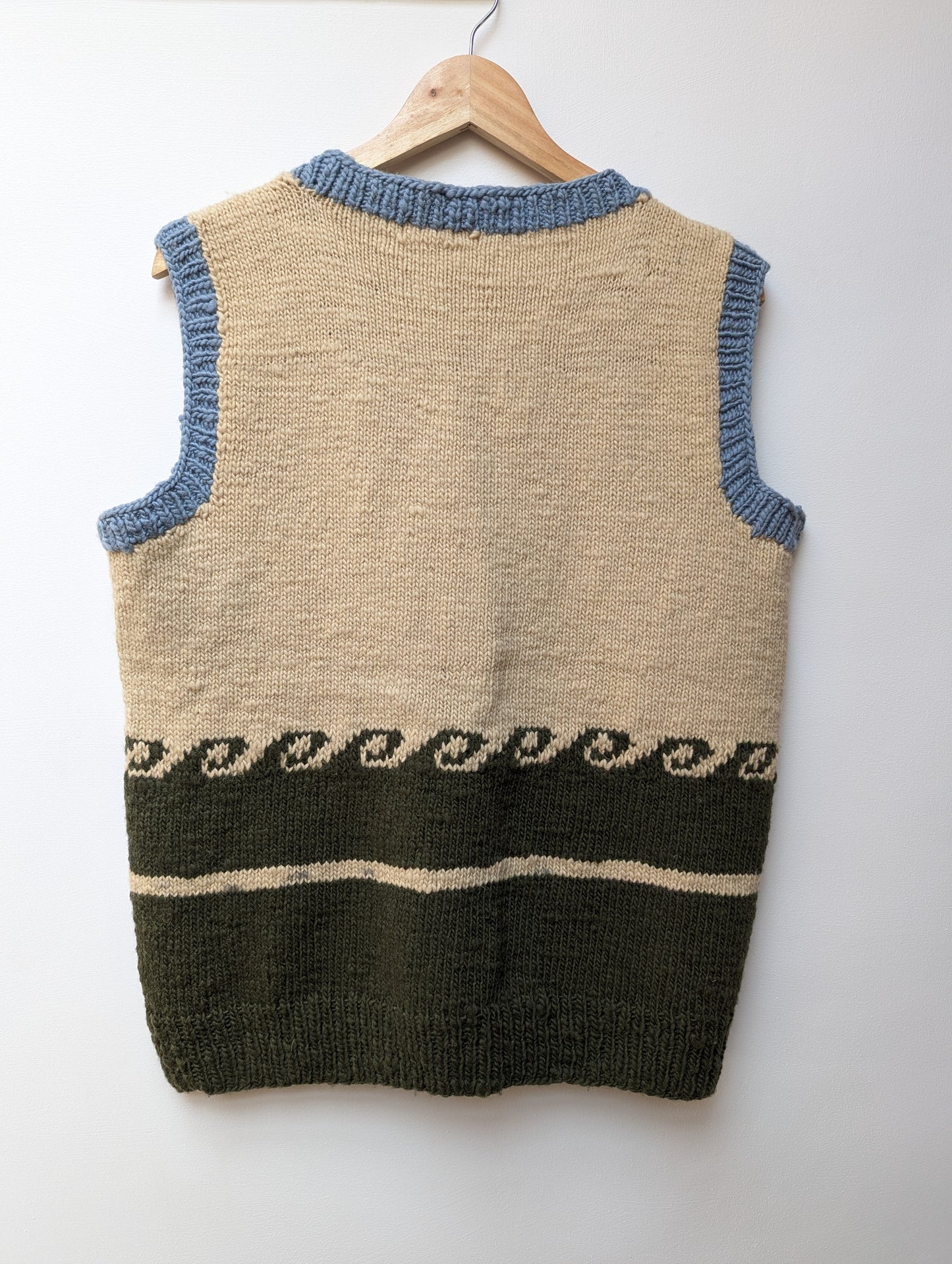 Darcha handloom wool knit vest colour green back view for men and women