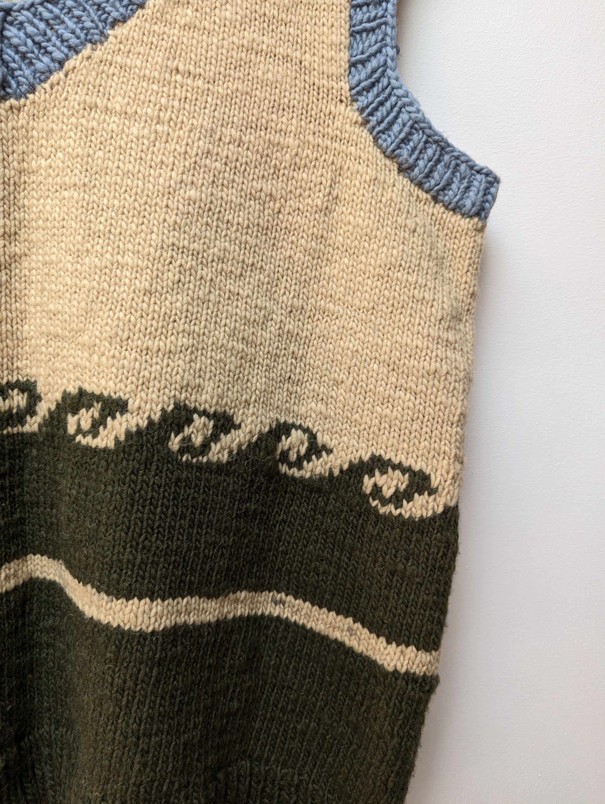 Darcha handloom wool knit vest colour green  front left view for men and women