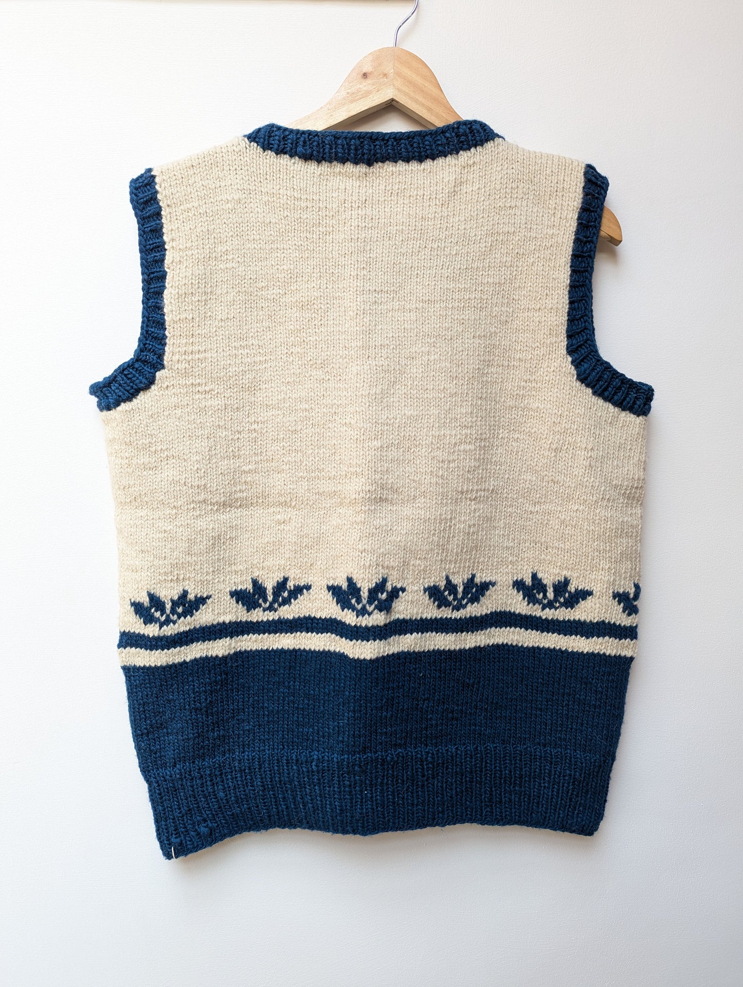 Darcha handloom wool knit vest colour navy blue back view for men and women 