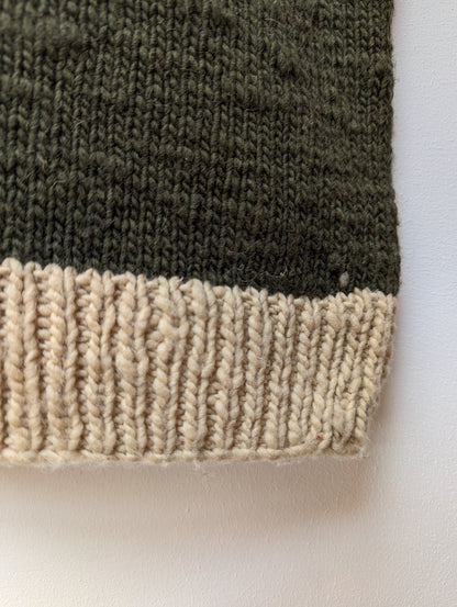 Darcha handloom wool knit vest colour olive greeen front close right lower view for men and women