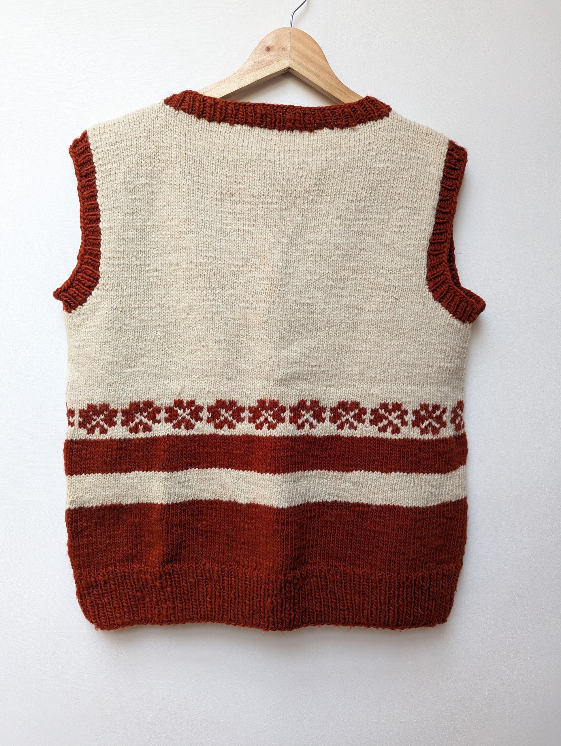 Darcha handloom wool knit vest colour red  back view for men and women