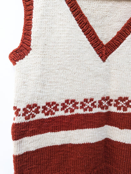 Darcha handloom wool knit vest colour red front left lower view for men and women