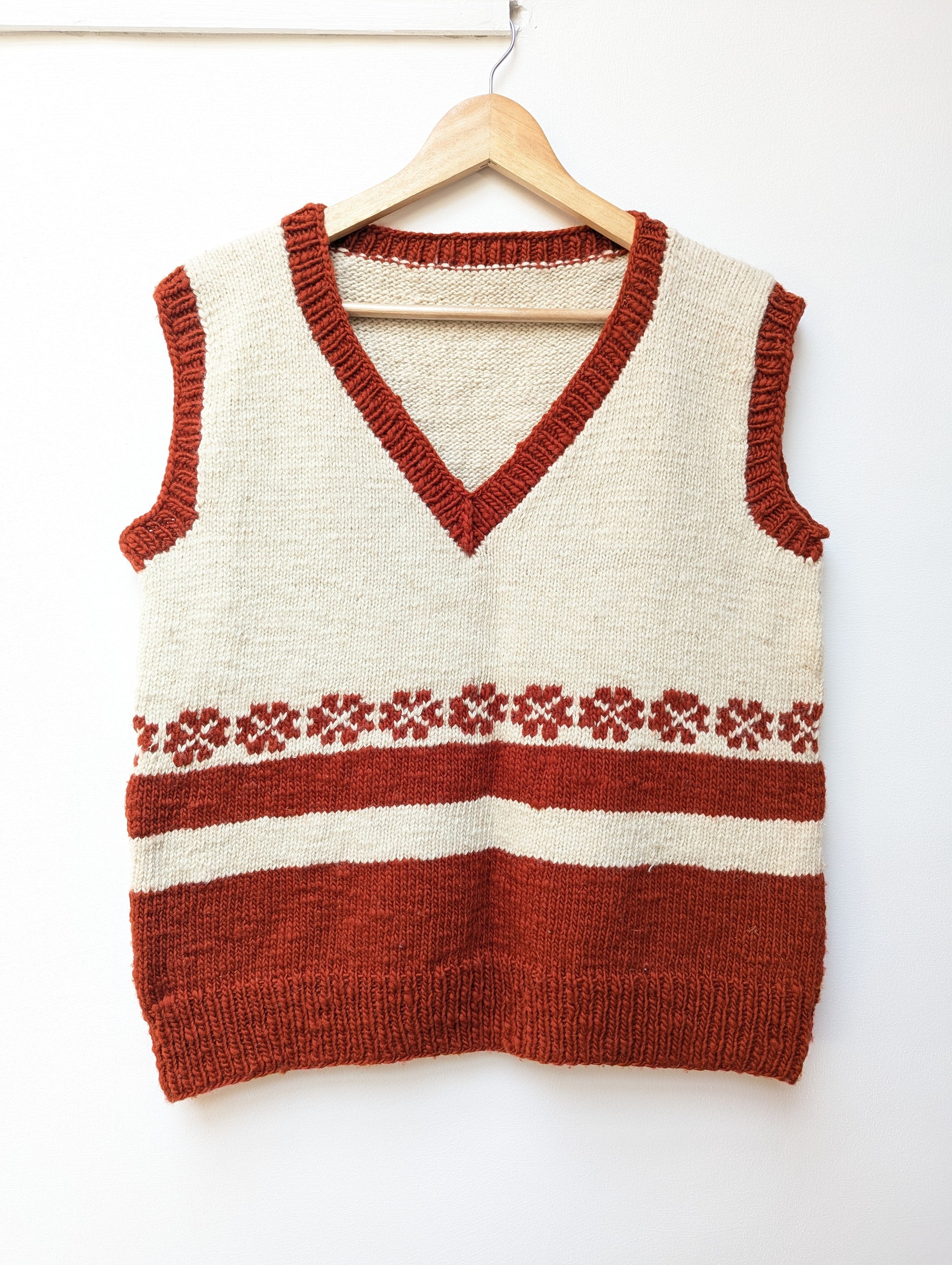 Darcha handloom wool knit vest colour red front view for men and women