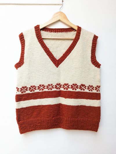 Darcha handloom wool knit vest colour red front view for men and women