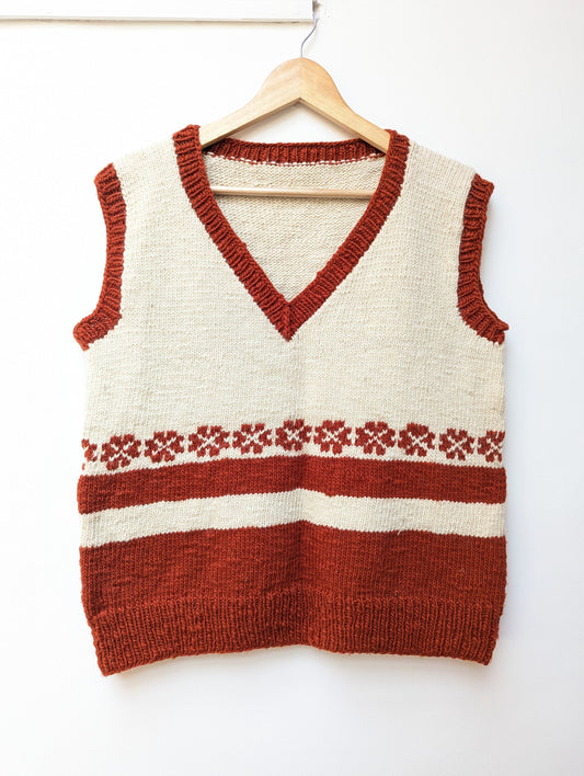 Darcha handloom wool knit vest colour red front view for men and women