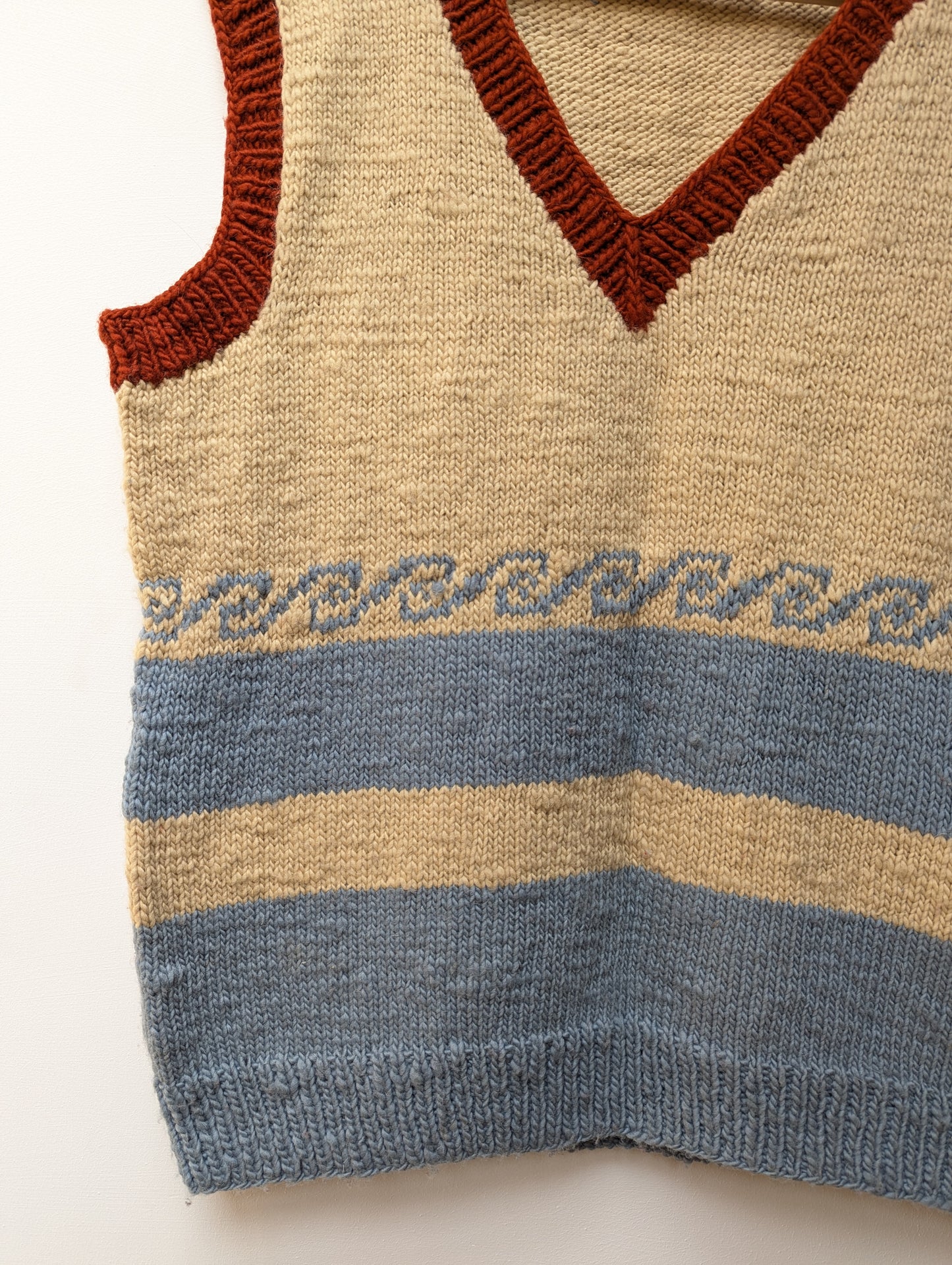 Darcha handloom wool knit vest front right lower view for men and women