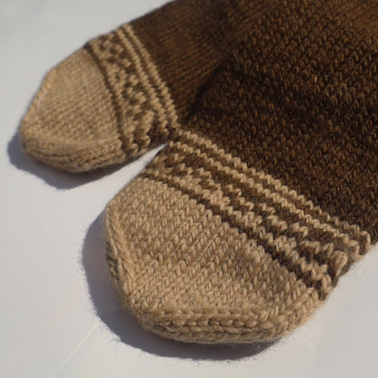 Hand-Knit Socks with Tribal Motifs - 100% Pure Merino Wool