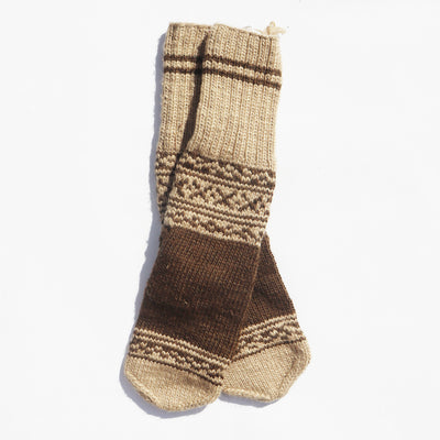Hand-Knit Socks with Tribal Motifs - 100% Pure Merino Wool - Shop@Woolknitters