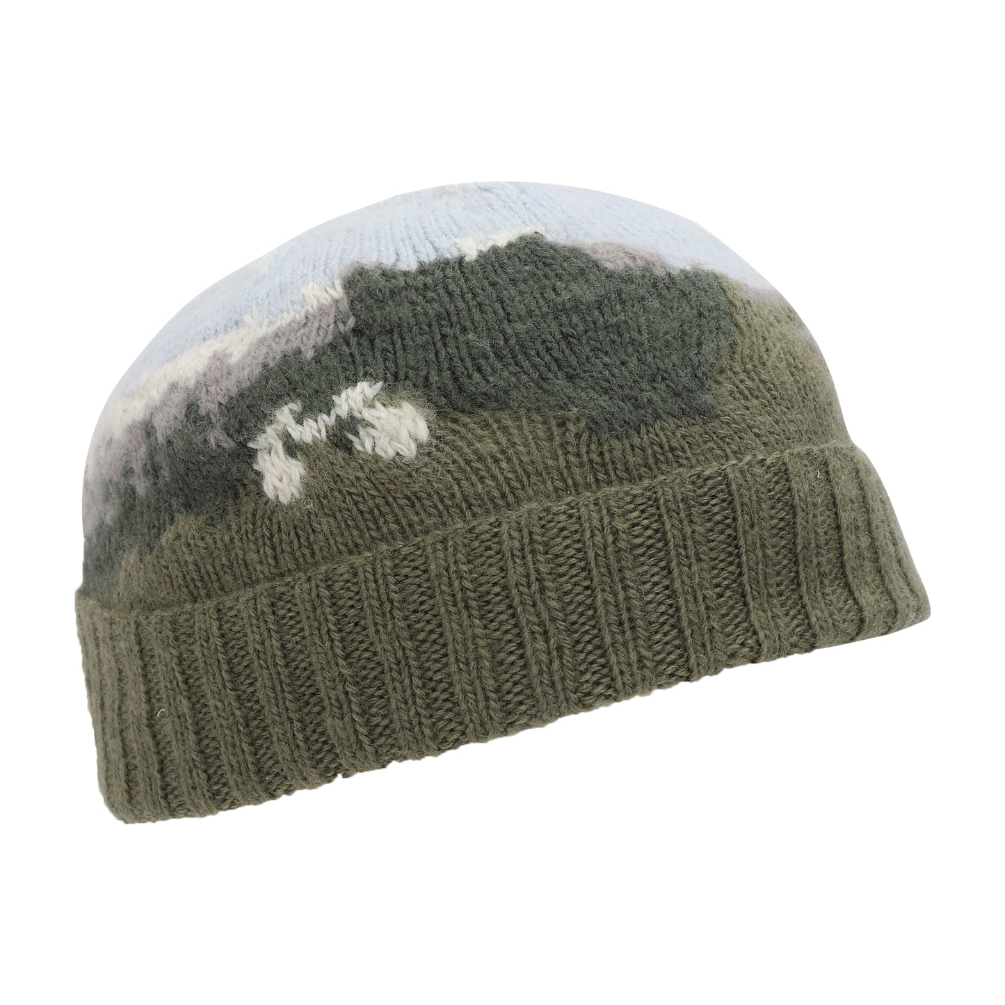 Hand knitted wool beanie postcard from kullu royal enfield collaboration side close view