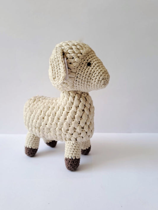 Handmade cotton sheep eco souvenir hand crocheted sustainable toy gift
