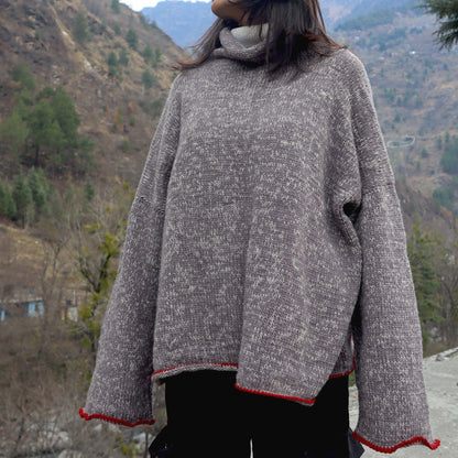 Crimson Bloom Oversized Sweater