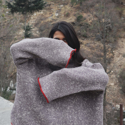 Crimson Bloom Oversized Sweater - Shop@Woolknitters