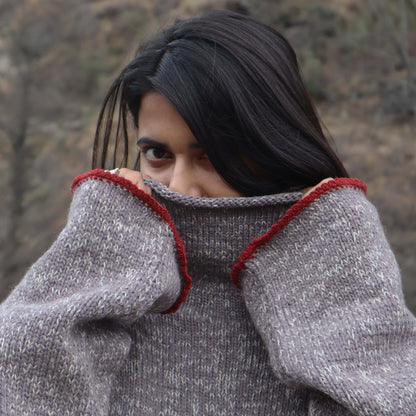 Crimson Bloom Oversized Sweater