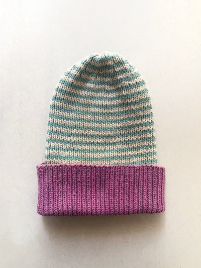Cotton Rib Stripe Beanie - Shop@Woolknitters