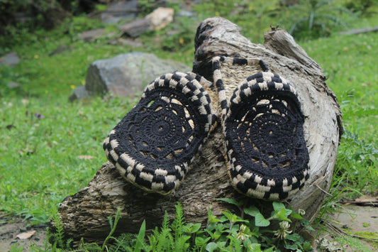 Black Himalayan Hemp Wool Slippers