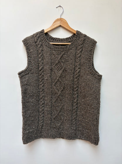 Handspun cable knit vest