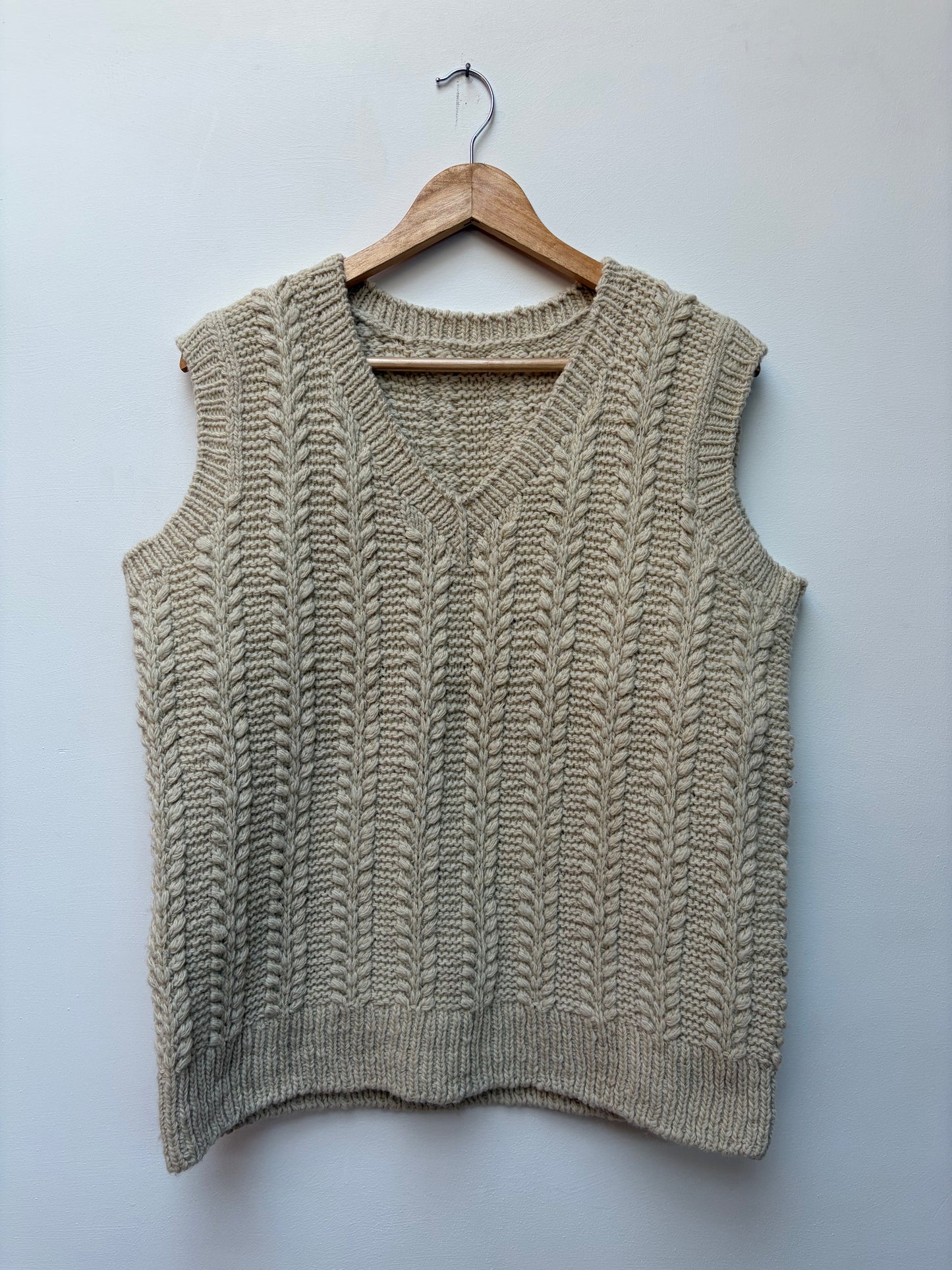 Handspun cable knit vest