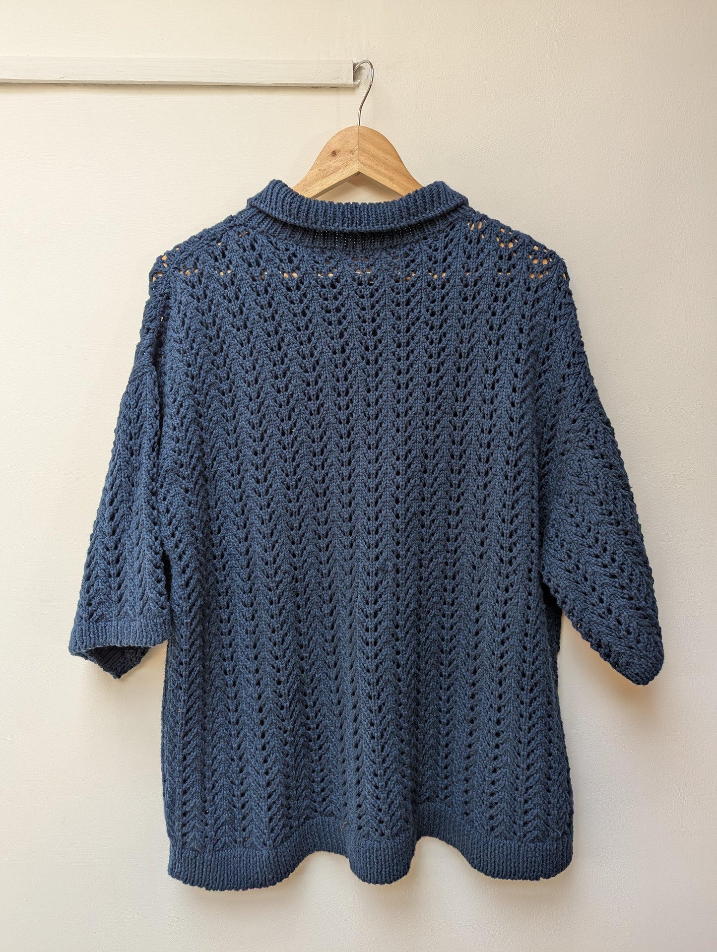 Knitted lace cotton overshirt back view – handloom cotton winter shirt back view 