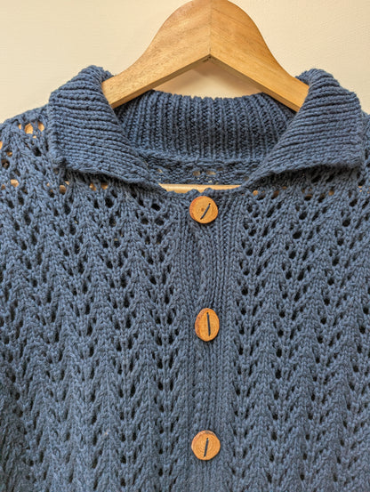 Knitted lace cotton overshirt close view – handloom cotton winter shirt close view 