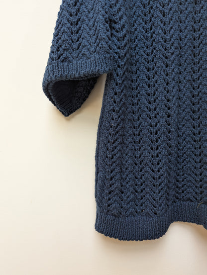 Knitted lace cotton overshirt left lower view – handloom cotton winter shirt left lower view 