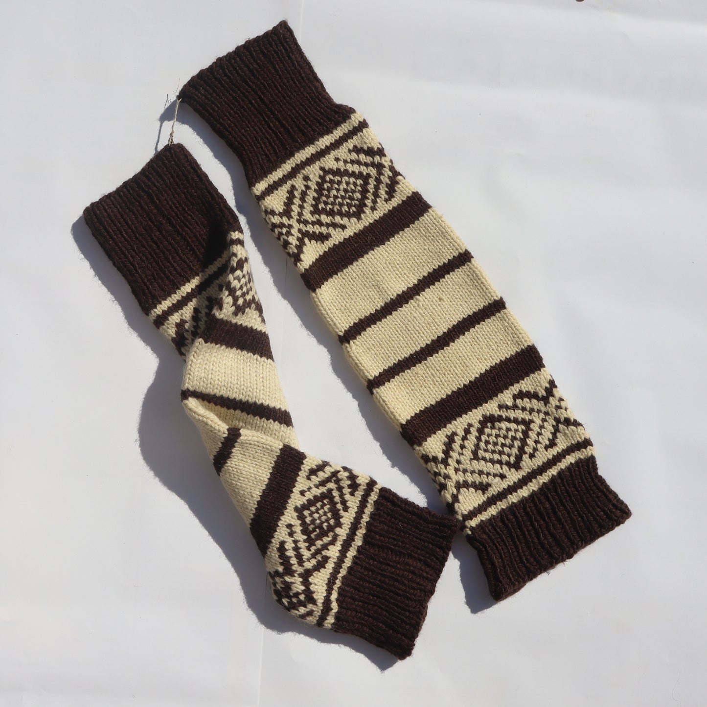 Darcha Hand-Knit Legwarmers - Merino Wool, Tribal Motifs