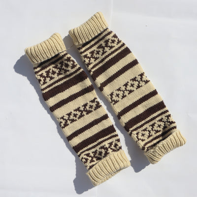 Darcha Hand-Knit Legwarmers - Merino Wool, Tribal Motifs - Shop@Woolknitters