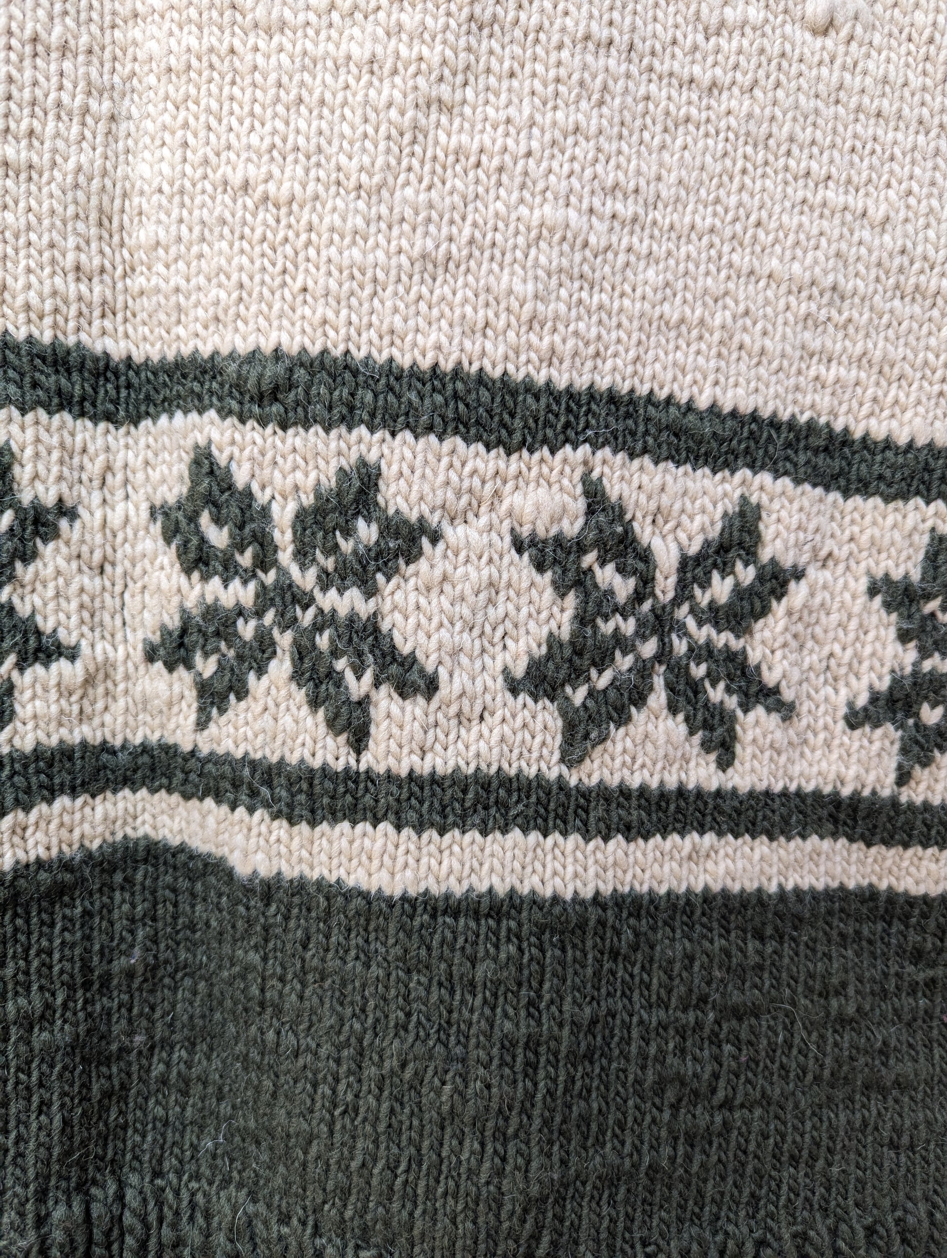 Darcha handloom wool knit vest colour olive green and white close view for men and women