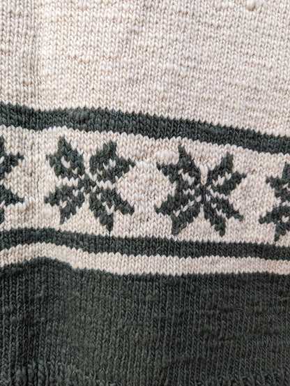 Darcha handloom wool knit vest colour olive green and white close view for men and women