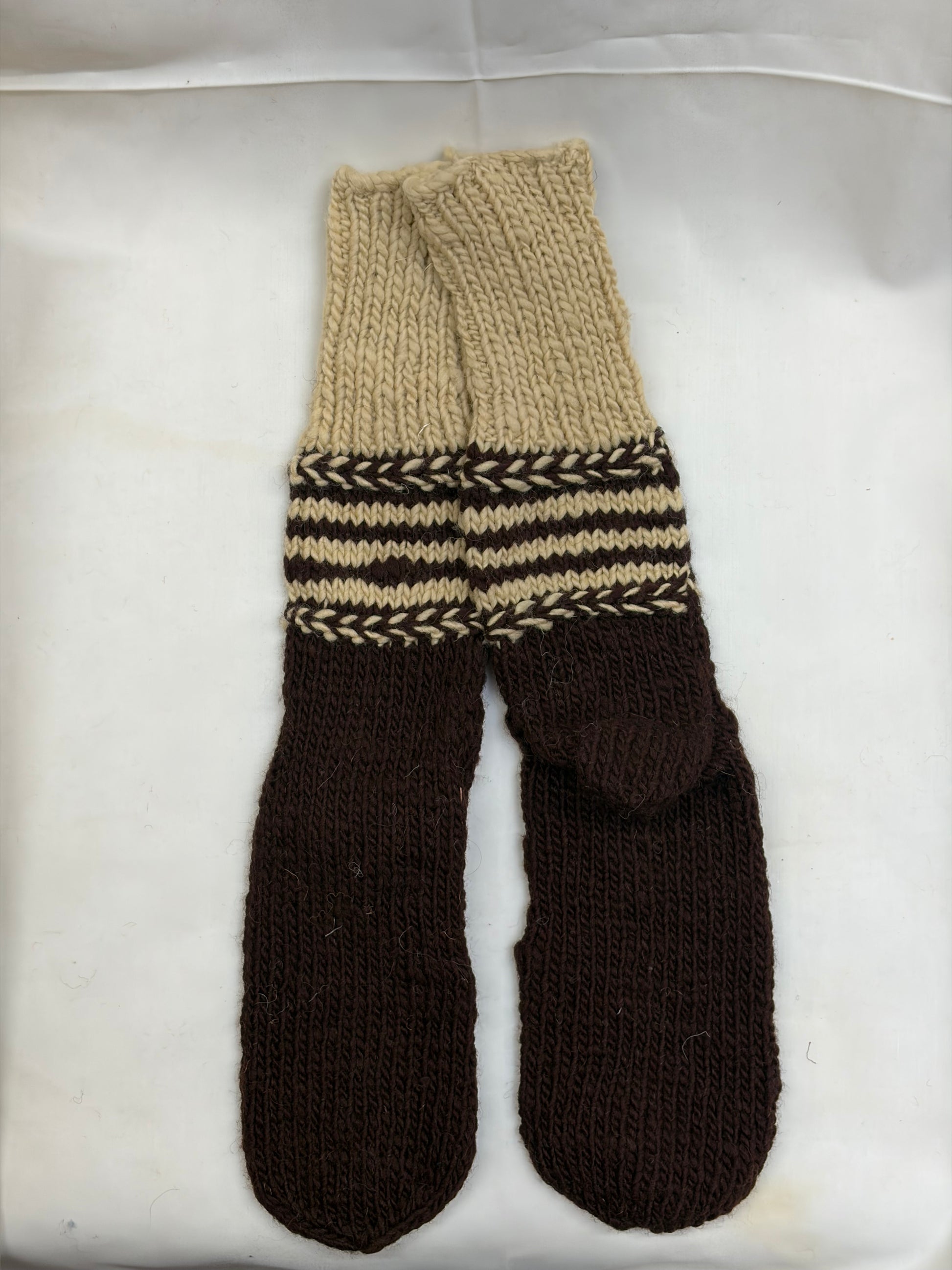 handmade wool socks with striped design breathable winter wear black colour