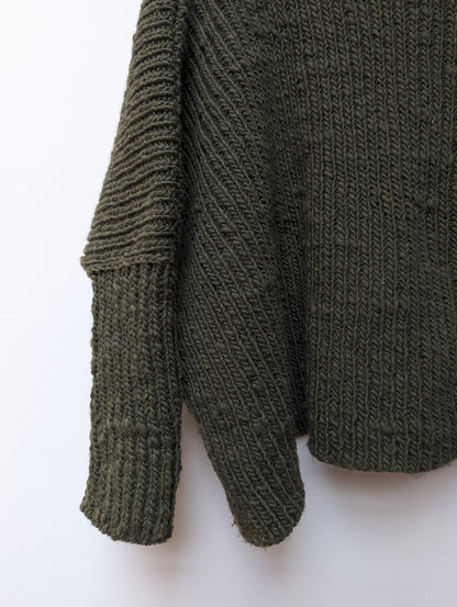 indigenous wool knit cardigan olive left view