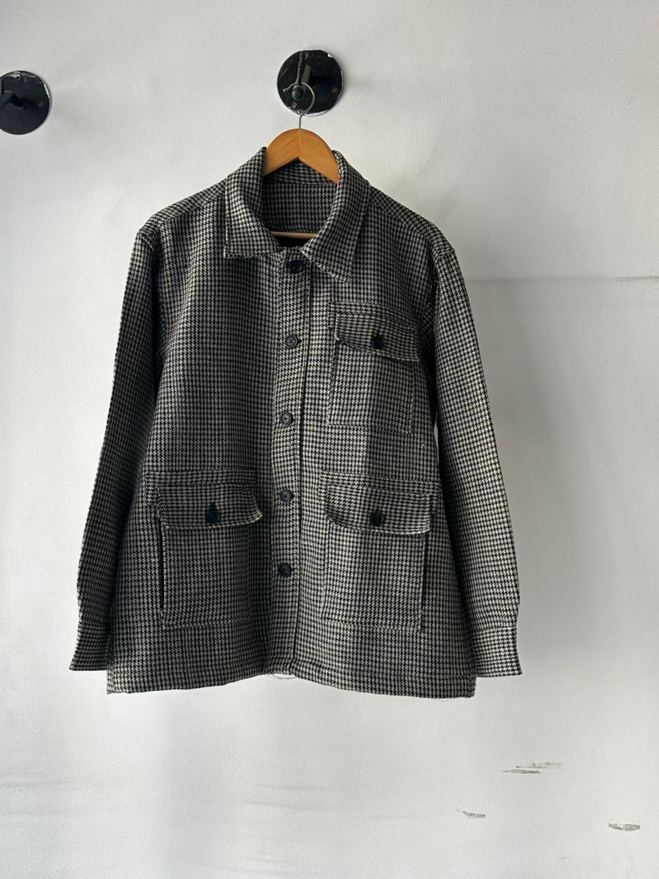 Men Gaddi Wool Jacket Front View Handwoven Winter Coat @woolknitters