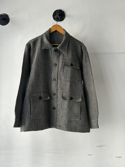 Men Gaddi Wool Jacket Front View Handwoven Winter Coat @woolknitters