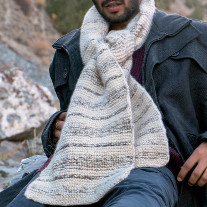 Snow White & Grey Striped Hand-Knit Muffler