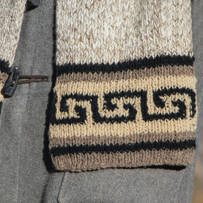 Tibetan Motif Hand-Knit Muffler