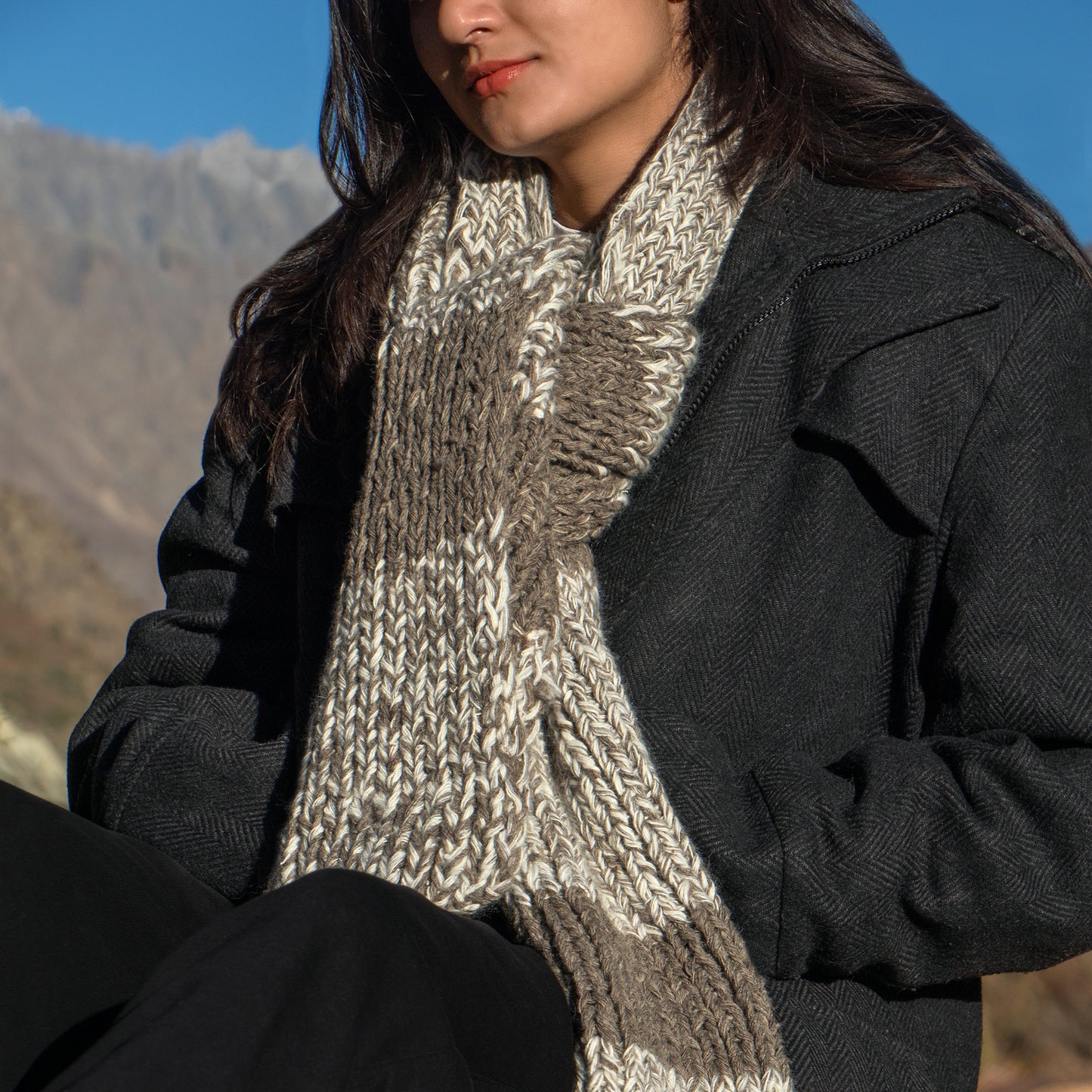 Kullu Cascade Hand-Knit Muffler