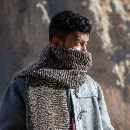 Earthy Brown Hand-Knit Muffler