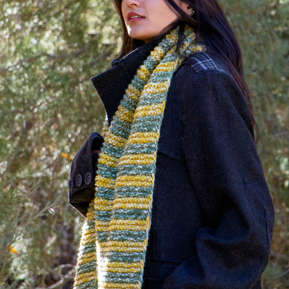 Meadow Green & Yellow Hand-Knit Muffler