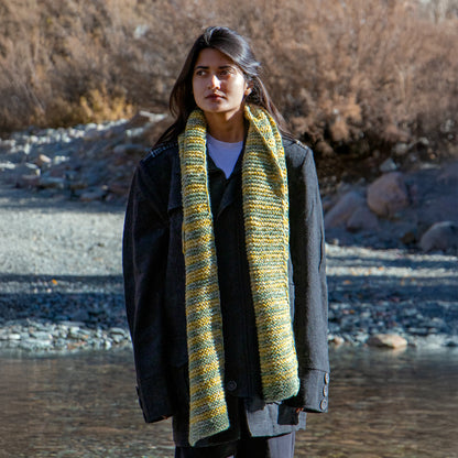 Meadow Green & Yellow Hand-Knit Muffler